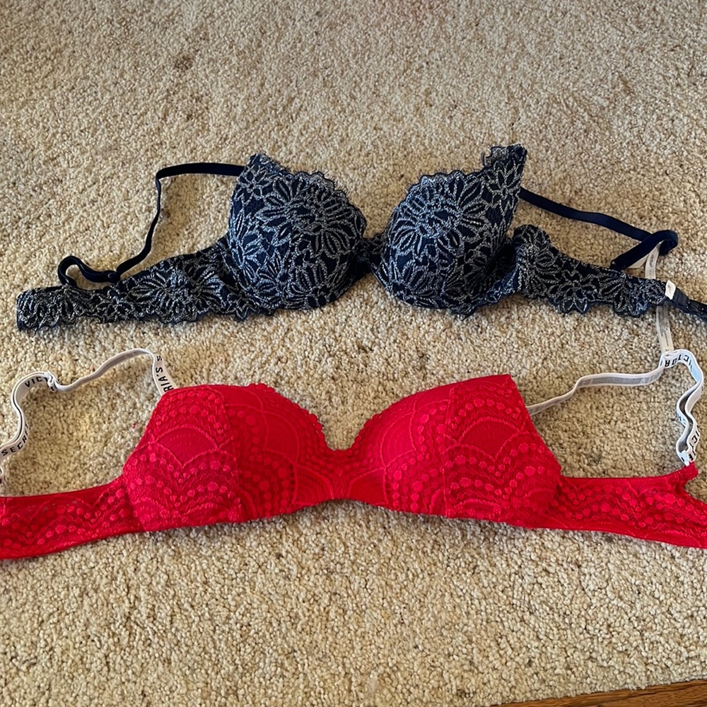 Red Victoria’s Secret bra 32 A, blue aerie bra 34 A (price includes both)